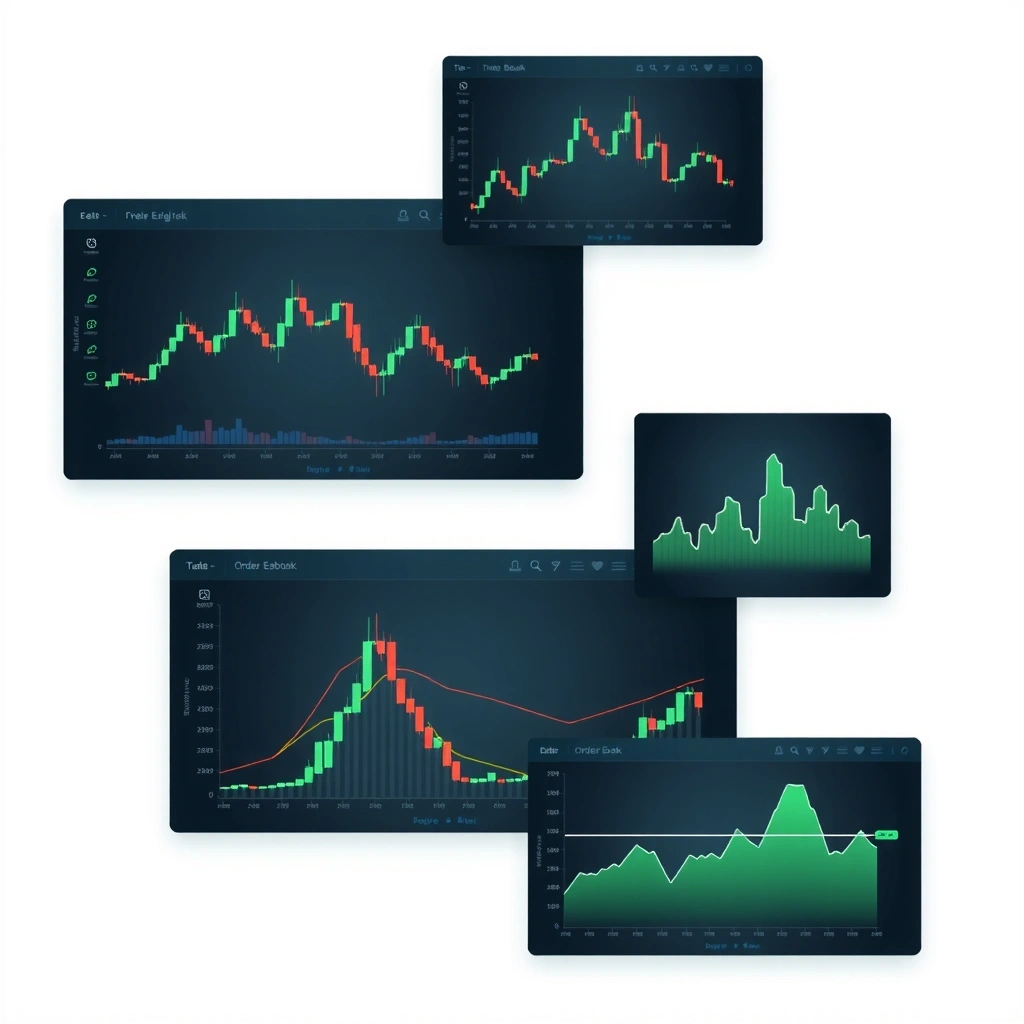 Trading platform interface with charts and data
